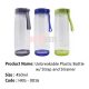 Ubreakable Plastic Bottle with Strap and Strainer